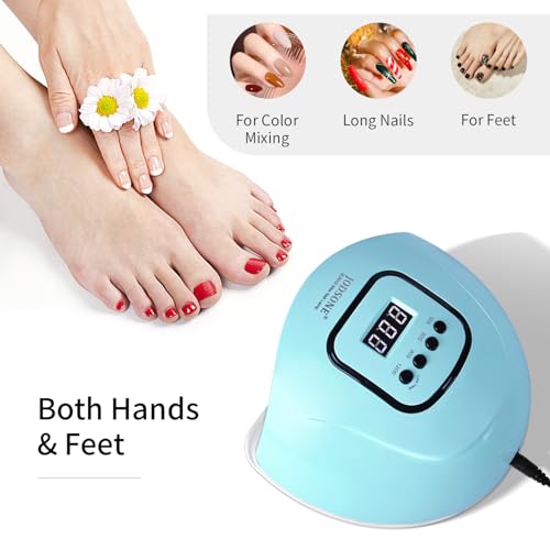 Blue UV LED Nail Lamp with Auto Sensor & 4 Curing Modes - Fast Gel Dryer for Home & Salon