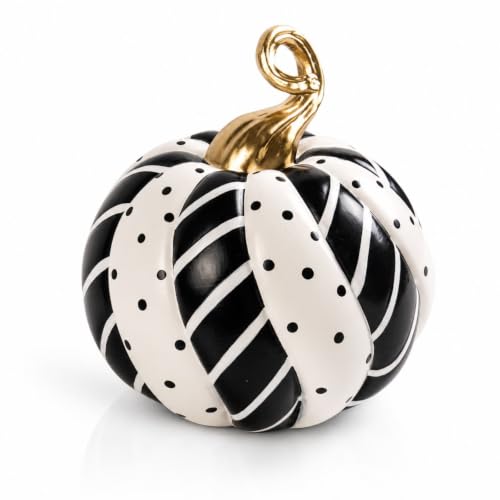 Black and White Pumpkin Decor Figurine Halloween Home Accent - Black White Variation