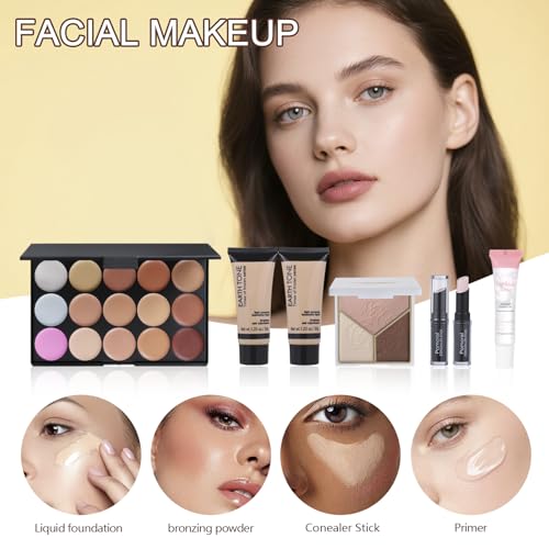 Makeup Kit for Women & Girls - 14 & 20 Color Eyeshadow Palette, Full Set with Brushes & Carrying Bag