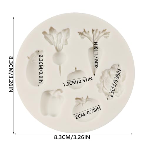 Vegetable Silicone Fondant Mold Set - Radish, Tomato, Eggplant, Cabbage - Style G