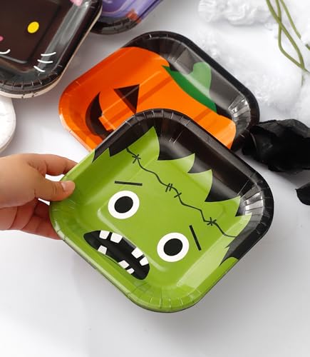 Halloween Disposable Paper Plates Set - 48 Count, 9-Inch Party Dinnerware