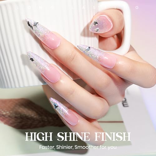 Rainbow Glitter Nail Polish - Quick Dry, Iridescent, 15ml - Glitter Rainbow Variation