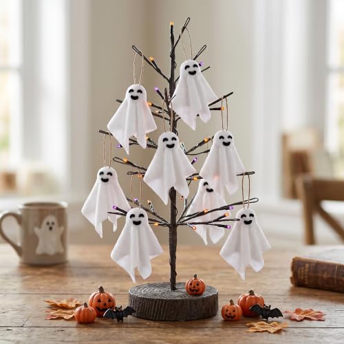 24 Pcs Halloween Hanging Ghost Ornaments Small White Ghost Decorations - Spooky Decor