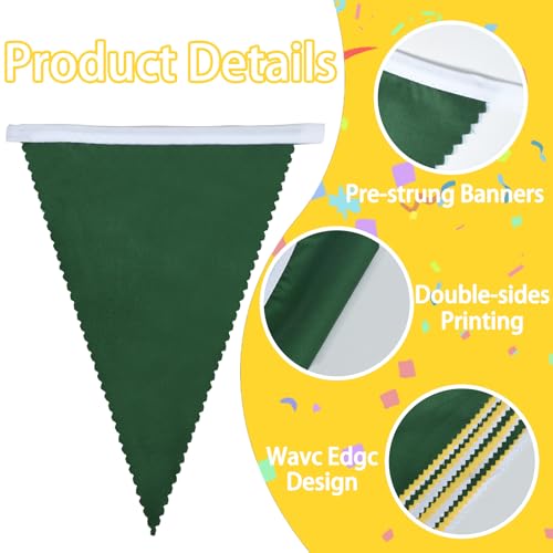 21Ft Metallic Fabric Triangle Banner Flags for Parties - Yellow, Green, White Variations