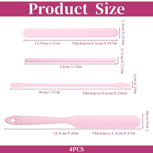4 Pack Silicone Wax Spatulas Set - Non-Stick Reusable Applicators for Body & Hair Removal (Pink) - Variations of This Listing