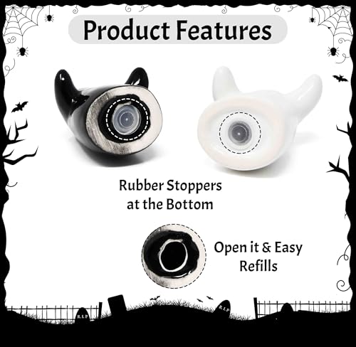 Halloween Ghost Salt & Pepper Shaker Set of 2 - Black & White Ceramic Decor
