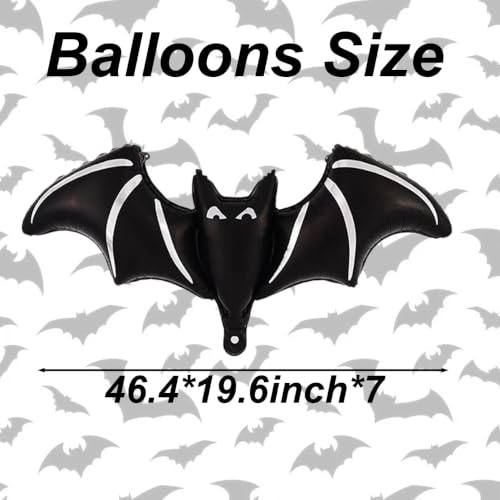Halloween Bat Balloons Pack - Black Foil Bat Party Decorations, Set of 7