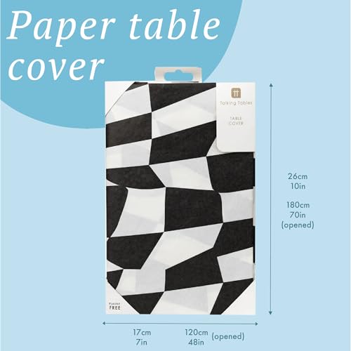 Alice in Wonderland Paper Table Cover - Black & White Disposable Party Tablecloth 71x47 Inches - Variation of THIS listing