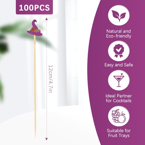 Halloween Cocktail Picks Flavored Toothpicks 100PCS Bamboo Party Skewers