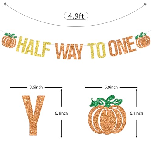 Fall Pumpkin Half Way to One Banner - Baby Shower & Birthday Decorations