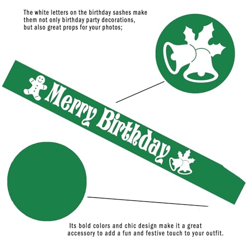 Holiday Birthday Sash - Sage Green & White Party Accessory for Celebrations