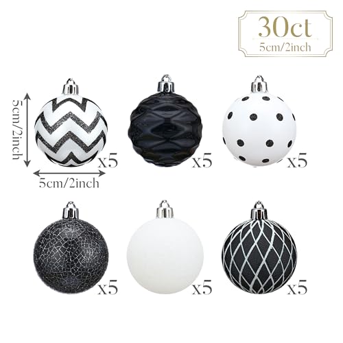 Valery Madelyn 30pcs Christmas Tree Ornaments Set 2 Inch - Modern Holiday Decor