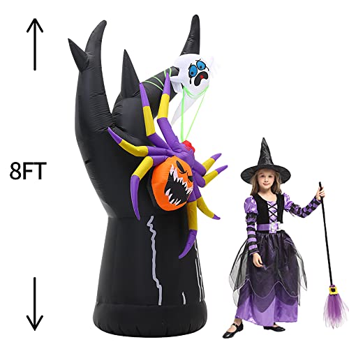 Halloween Inflatable Tree with LED Lights - 8 FT Outdoor Decoration, Black Tree Variant