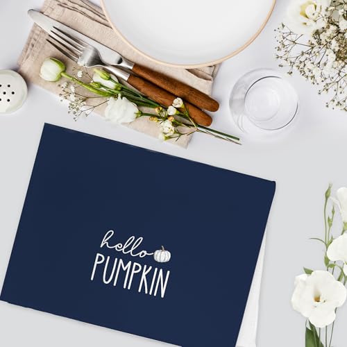 Blue Fall Pumpkin Kitchen Towels Set of 2 - Autumn Farmhouse Decor