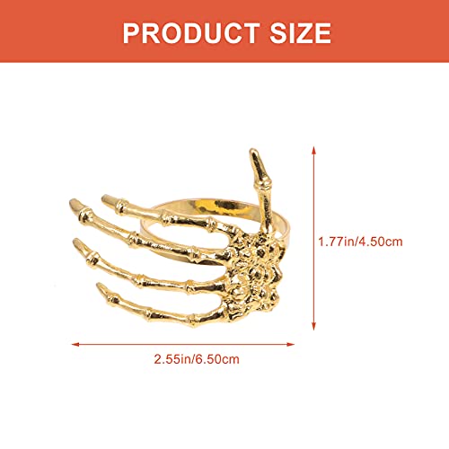 Halloween Skeleton Hand Napkin Rings Set - Gold Ghost Hand Holders for Table Decor