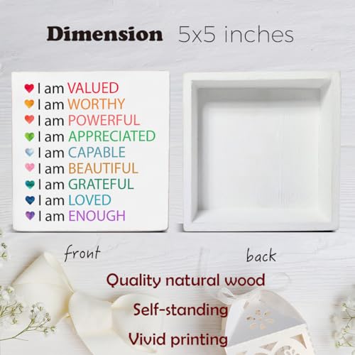 Positive Affirmations Wall Decor for Girls and Women - Inspirational Wooden Sign