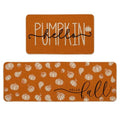 Pumpkin Fall Kitchen Mats Set of 2 - 17x29 & 17x47 Inches, Orange
