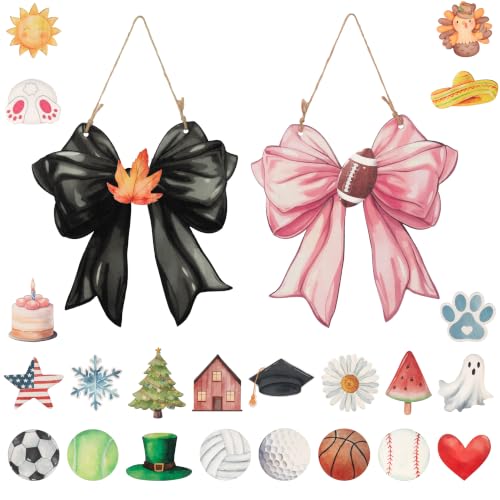 Fall Football Door Sign with Interchangeable Holiday Icons - Rustic Wall Decor
