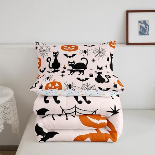 Feelyou Halloween Comforter Set Full Size Pumpkin Bats Bedding Multi 079
