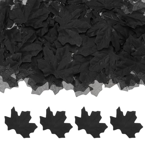 Artificial Maple Leaves Faux Fall Leaves for Thanksgiving and Wedding Decor - Black, 100 Pack
