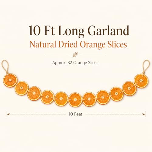 Dried Orange Garland with 30 Slices - Rustic Christmas Decor, 10ft - Variation 02