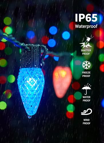 RGB C9 Outdoor Christmas String Lights 66Ft 100 LED Smart App & Remote