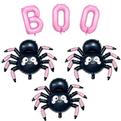 Halloween Balloon Set with BOO Letters and Spider Balloons - Pink & Black