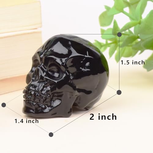 Black Obsidian Crystal Skull Decor 2 Inch Hand-Carved Spiritual Gift