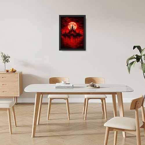 Gothic Castle Wall Art Canvas - Dark Academia Creepy Gothic Decor 16" x 12" - Variation of THIS listing