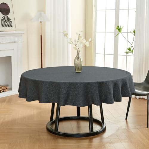Waterproof Charcoal Grey Rectangle Table Cloth 107" for Indoor & Outdoor Use - BALCONY & FALCON