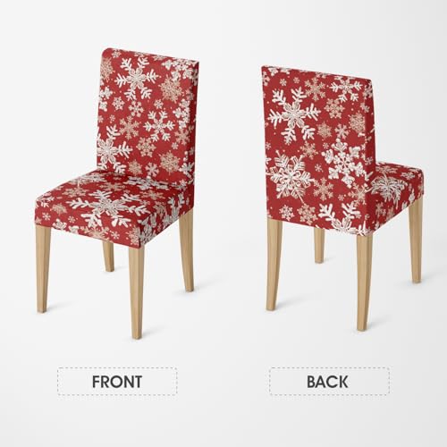 Christmas Red Snow Stick Figure Chair Covers - 8PCS Holiday Home Decor