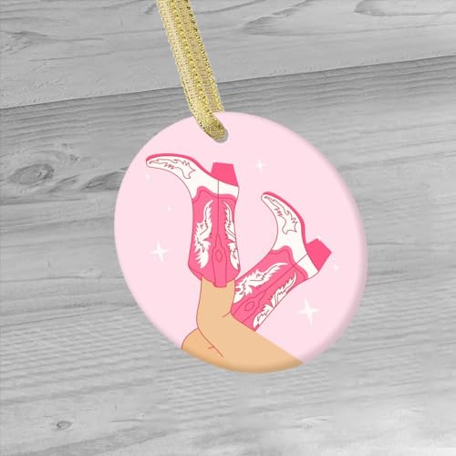 Christmas Ornament with Female Cowboy Legs in Boots - Holiday Decor