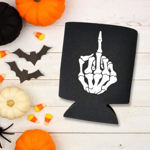 Funny Skeleton Middle Finger Can Cooler - Halloween Party Drink Cooler