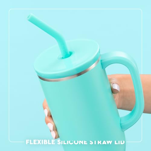 30oz Insulated Travel Mug with Handle & Straw - Candy Corn Print