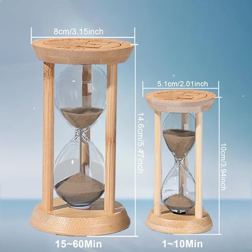 Wooden 15-Minute Sand Timer - Rustic Hourglass for Cooking & Meditation - Brown