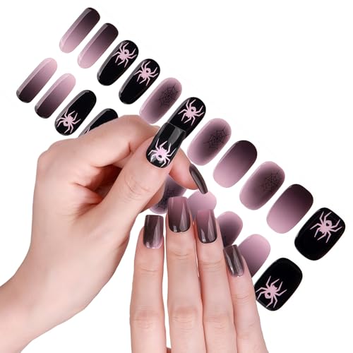 Halloween Gel Nail Stickers Set - Spider Web & Spider Design for DIY Manicure - Halloween Variation