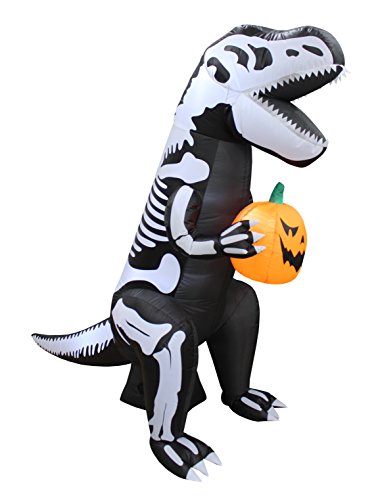 6 Ft Tall Inflatable Skeleton Dinosaur T-Rex Halloween Decoration with Pumpkin Lights