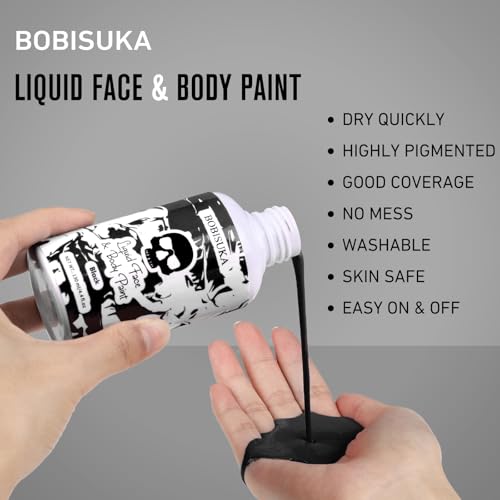 Black Face & Body Paint Liquid Makeup for Halloween & Cosplay - 130ml