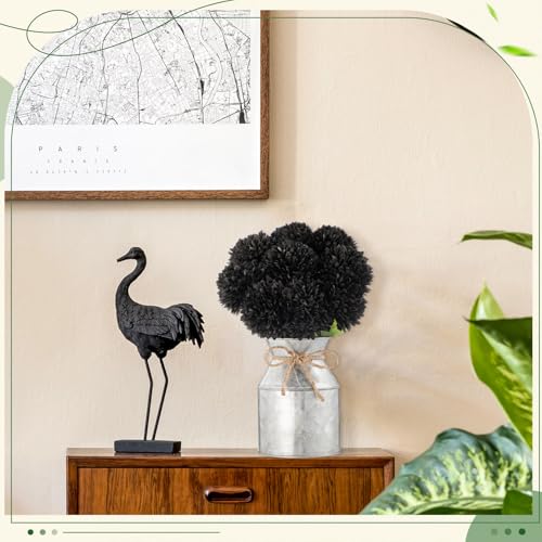 Artificial Marigold Flower Centerpiece Set with Metal Pot - Black - 9 Blooms