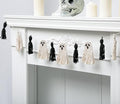 Halloween Ghost Tassel Garland - Black & White 9Ft Macrame Banner Decor