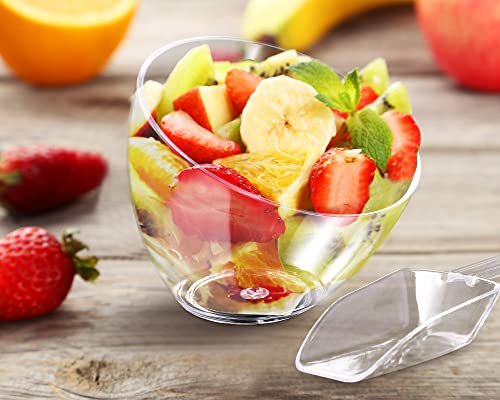 Clear Plastic Serving Bowls with Scoops Set - 25 oz Kitchen Partyware