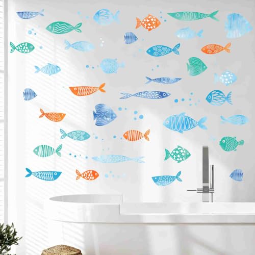 Watercolor Ocean Fish Wall Decals - Removable Under The Sea Nursery Decor, Multicolour