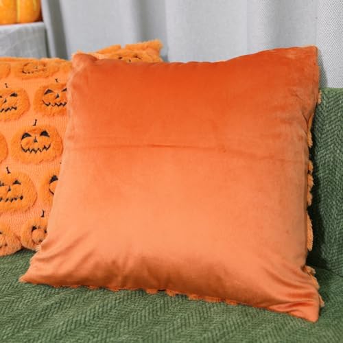 Halloween Grinning Pumpkin Throw Pillow Covers 18x18 Set of 2 Fall Decorations