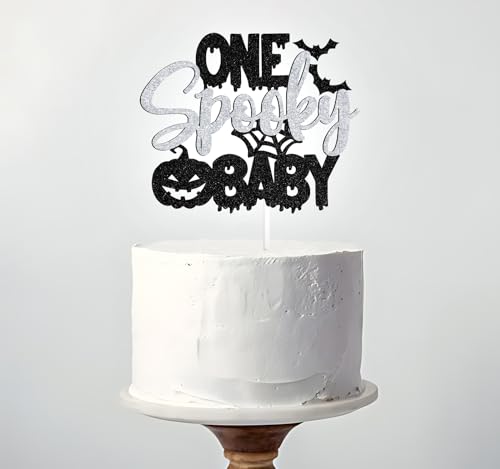 Halloween Baby Cake Topper Ghost Bat Spider 1st Birthday Decor Glitter