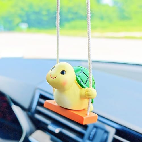 Green Turtle Rearview Mirror Hanging Ornament - Car & Home Decor, Swing Charm