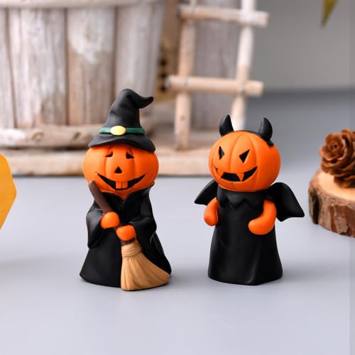 Halloween Miniature Figurines Set - Resin Pumpkin Ghost Witch Decorations - Variation: Pumpkin / Standard