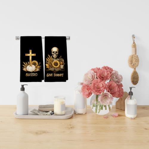 Fall Christian Kitchen Towels Set of 2 - 16x24 Waffle Honeycomb Dishcloths Variation: Fall31