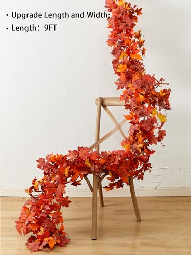 Autumn Maple Leaf Garland - 9FT Fall Decor for Thanksgiving Halloween Home Wedding