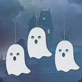 Halloween Metal Ghost Hanging Decorations Set of 3 with Glowing Eyes for Yard Porch Outdoor Indoor - Ghosts Variation