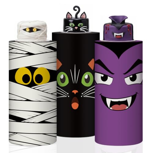 Halloween Cylinder Cover Wraps Set - Monster, White, Purple & Black, Stretchable Party Decor
